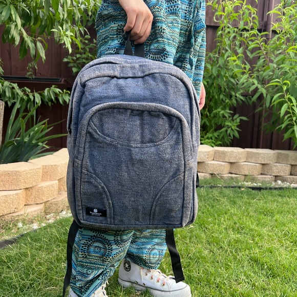 Stonewashed Heavy Cotton Backpack Blue - Picture 3 of 13